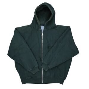 Brandy Melville Christy Hoodie Dark Green L XL Full Zip Cotton Fleece Oversized